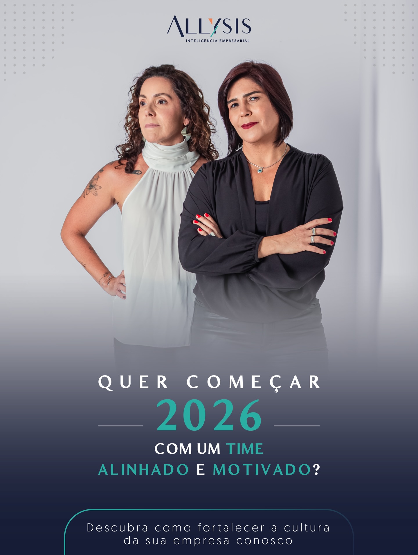 Contar com um time alinhado e motivado em 2026 não é sorte por encontrar “as pessoas certas”, é o resultado de decisões estratégicas tomadas por líderes inteligentes e planejadas com antecedência! 🎯

☑️ Cultura organizacional forte se constrói com diagnóstico, escuta ativa, processos claros e estruturação, para então se comunicar com propósito e alcançar seus objetivos.

☑️ Quando a equipe entende o direcionamento, o engajamento é parte natural do processo de envolvimento pelo clima organizacional.

Nós da Allysis somos a aliada estratégica da sua empresa no mundo dos negócios, para decifrar seus desafios e fortalecer sua cultura de dentro para fora, conectando pessoas, estratégias e resultados de forma assertiva.

Afinal, se você deseja bater metas e alcançar um crescimento progressivo e sustentável em 2026, devemos começar seu planejamento hoje. 🚀

🔗 Agende uma reunião conosco agora mesmo!
Link na BIO.

#businessinteligence #consultoriaempresarial #comunicação #estratégia #liderança #AllysisInteligênciaEmpresarial